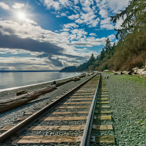 Process server visits railroad along the Edmonds Beach in Edmonds, WA