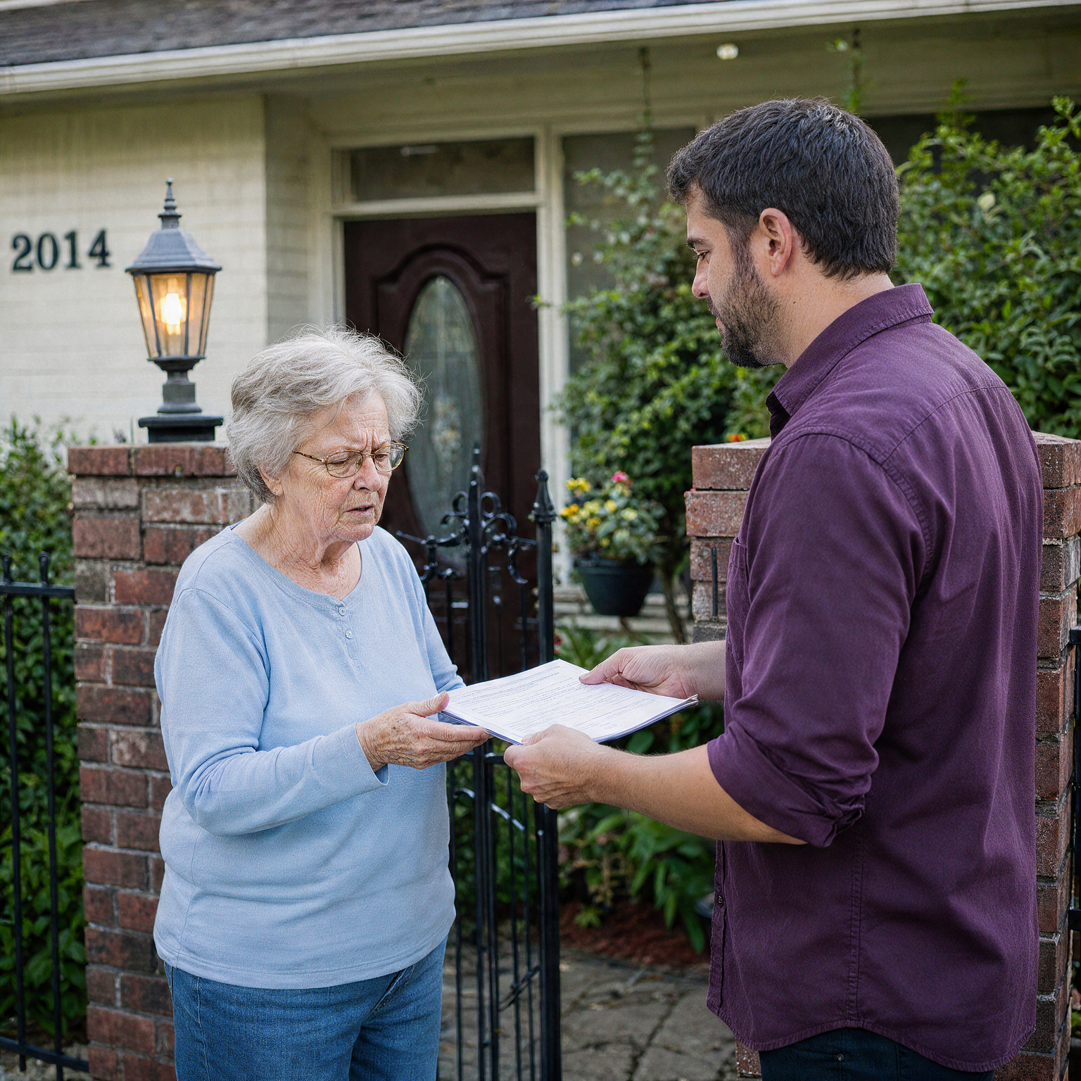 Process server serving legal documents to a respondent in Gig Harbor, Pierce County, WA