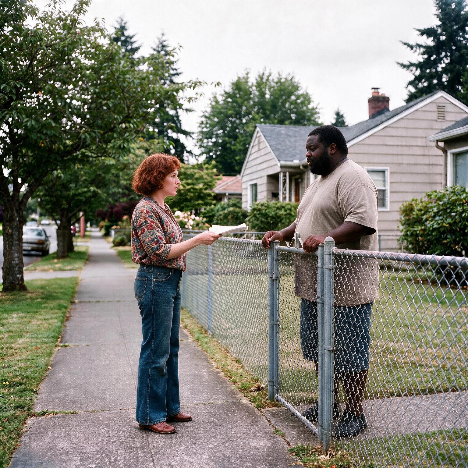 Process server serving Protection Order response at the gate of a house in Bothell, WA