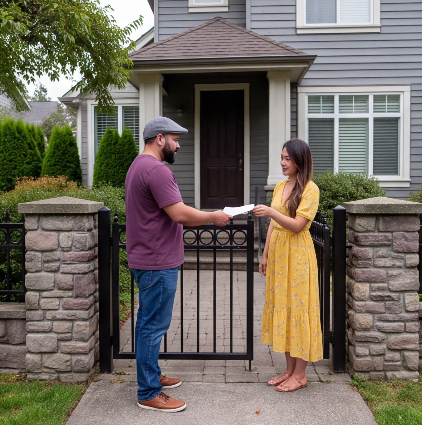 A process server serves legal documents to a resident in Ellensburg, Kittitas County in WA