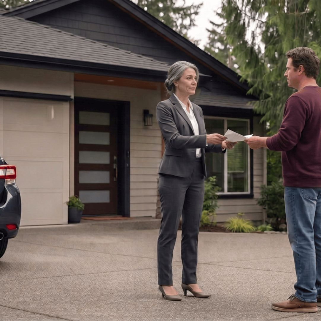 Process server serving documents to respondent in Bonney Lake, Pierce County, WA