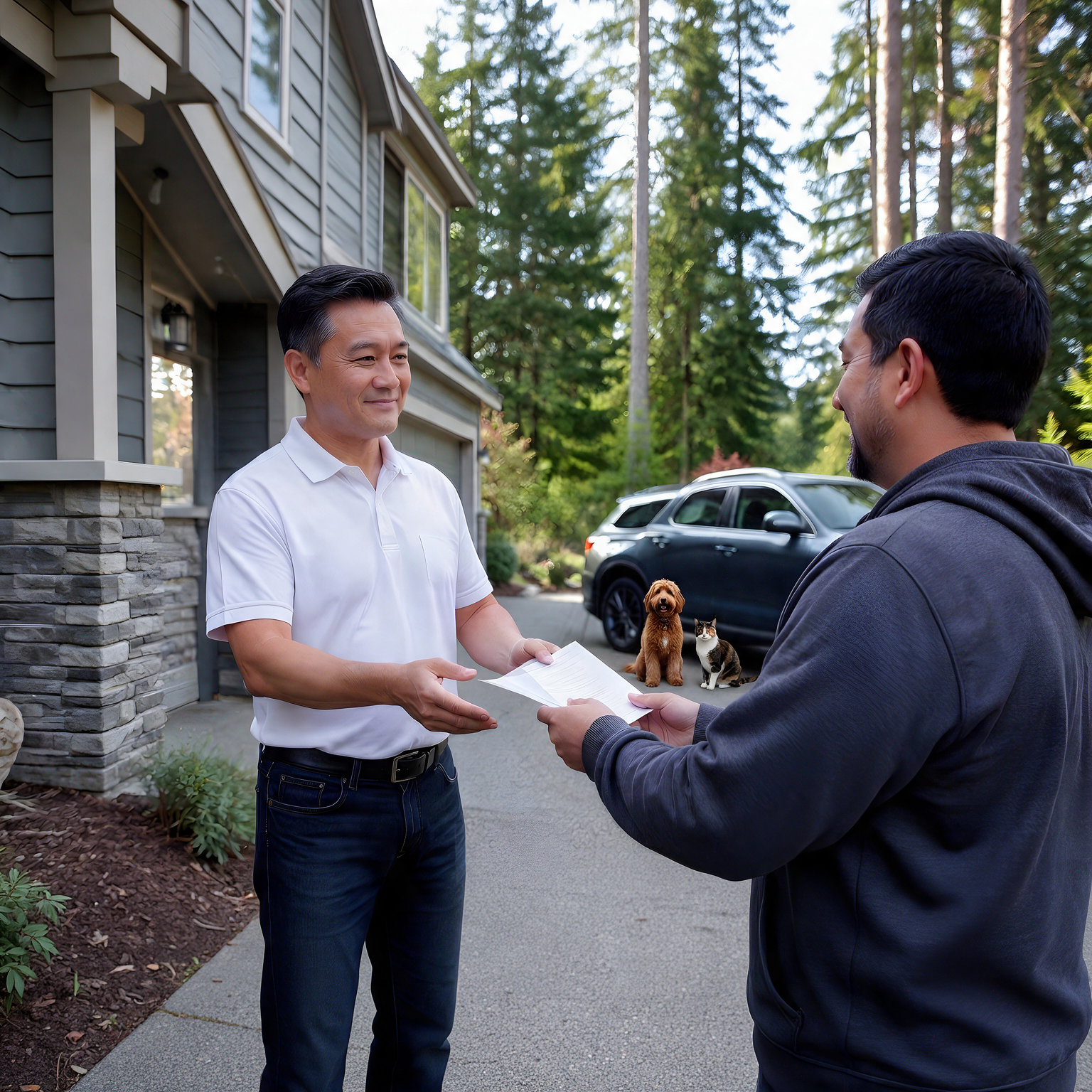 Process server serving documents to a respondent in Camano Island, WA
