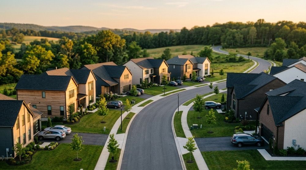 City skyline and digital property data representing future trends in real estate legislation.