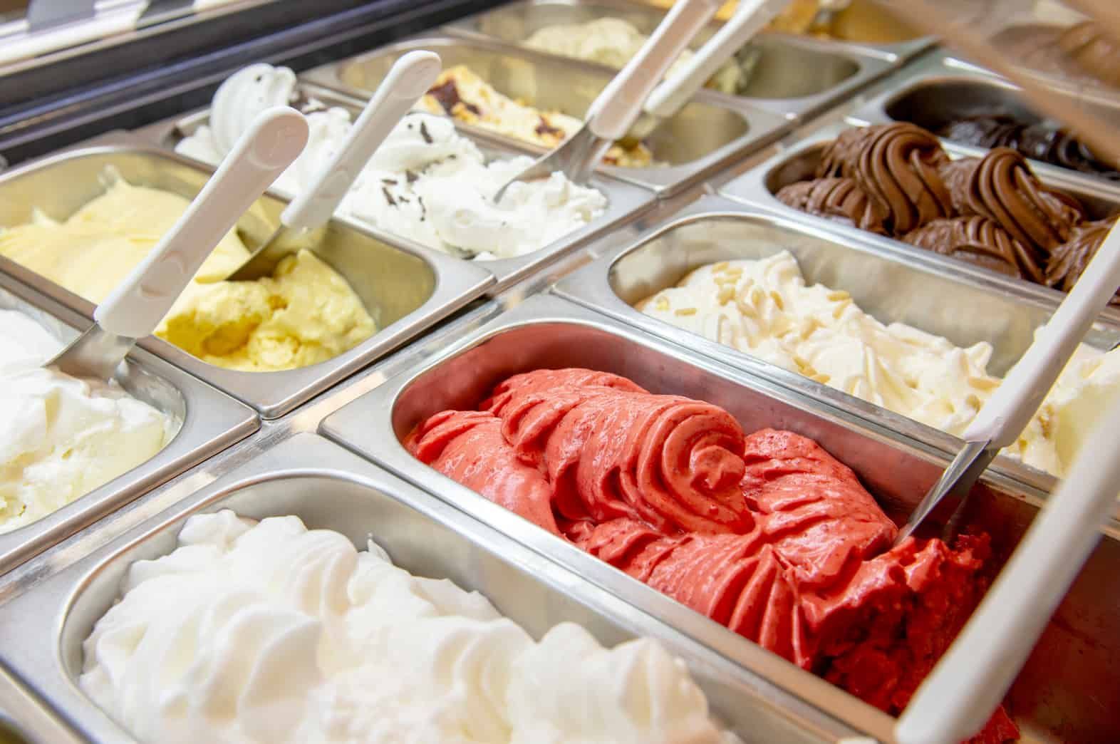 A Display Case Filled With Lots of Different Flavors of Ice Cream — Corrado & Frank Distributors in Fairy Meadow, NSW