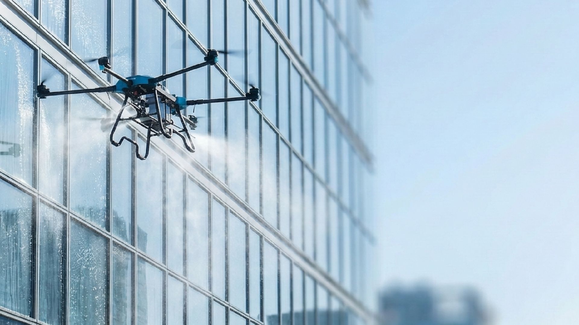 Drone window cleaning