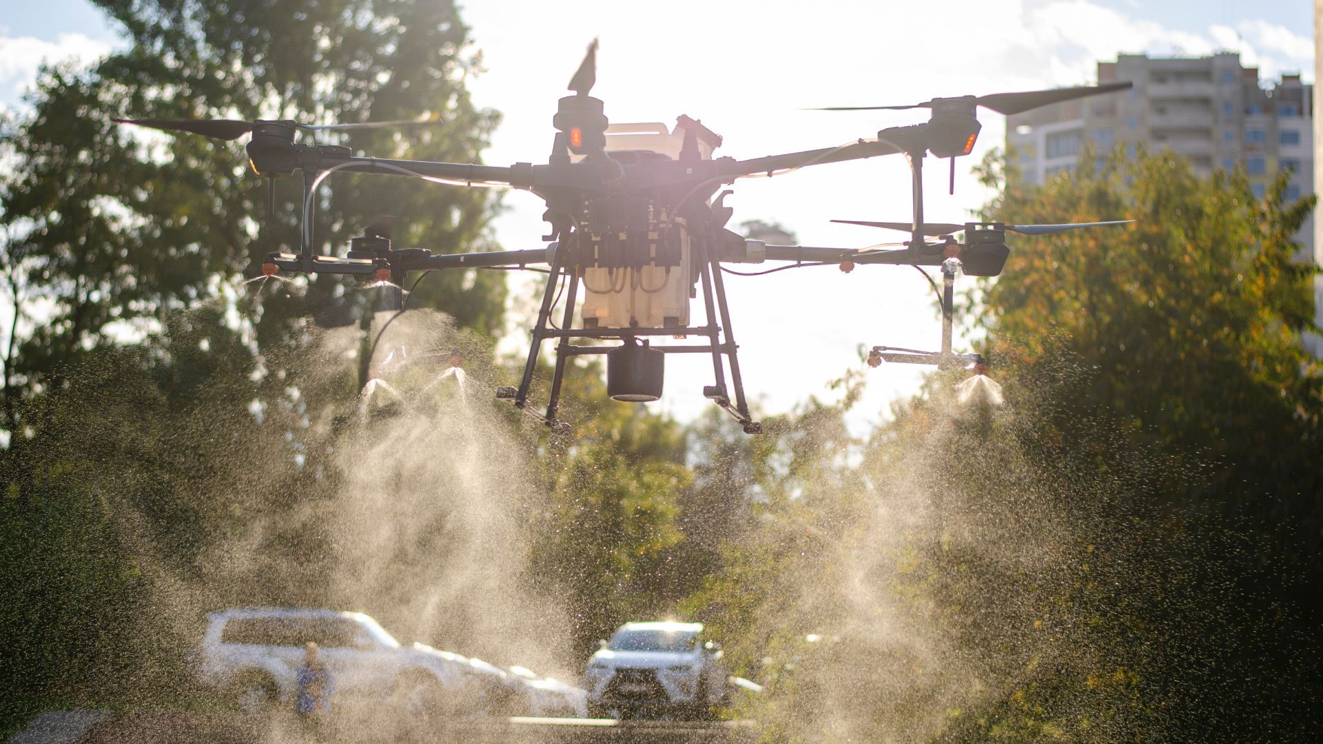 Drone pressure washing