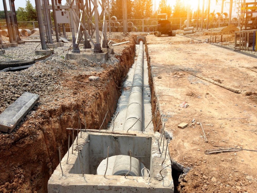 Drainage and stormwater pipe installation on a civil site