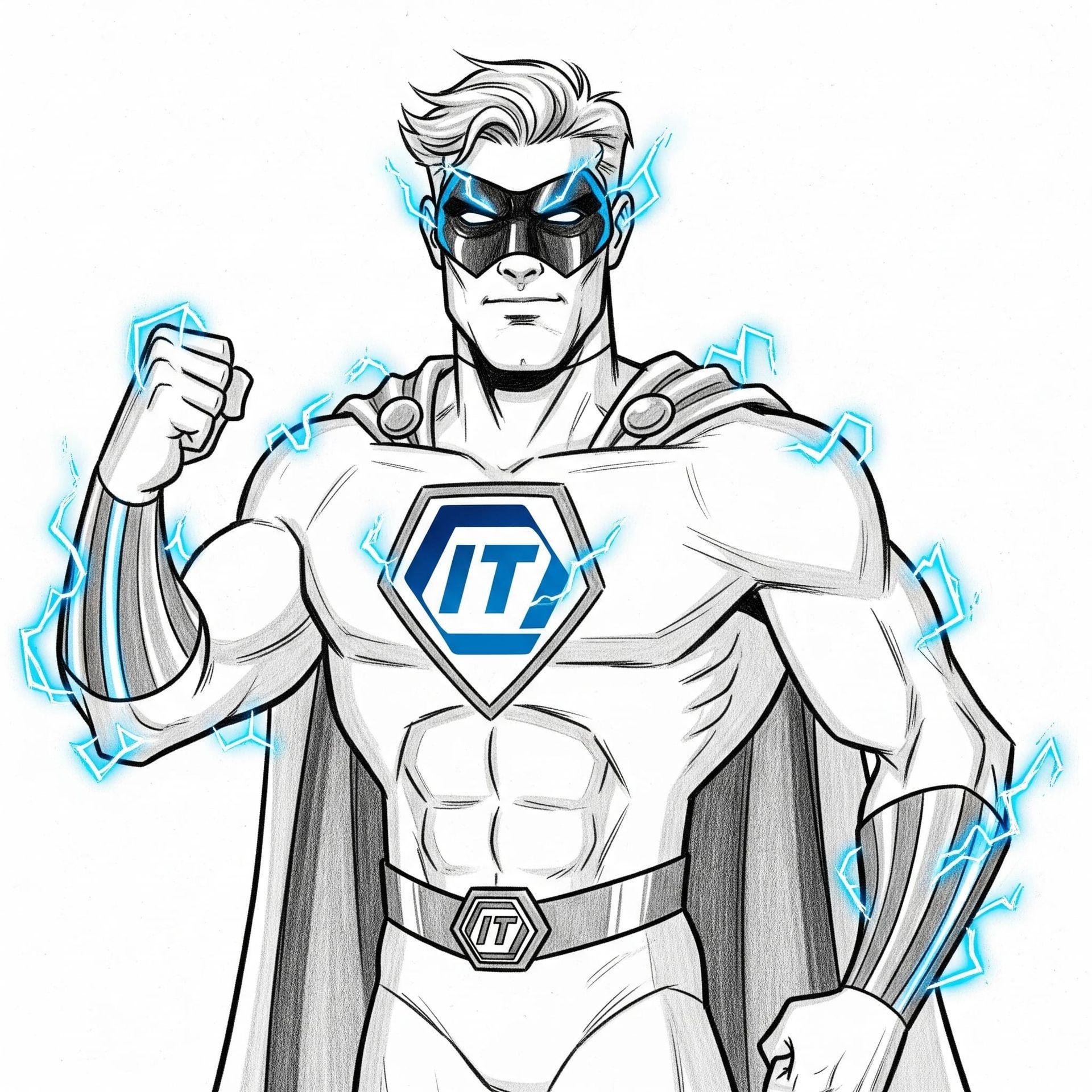 Superhero with lightning,