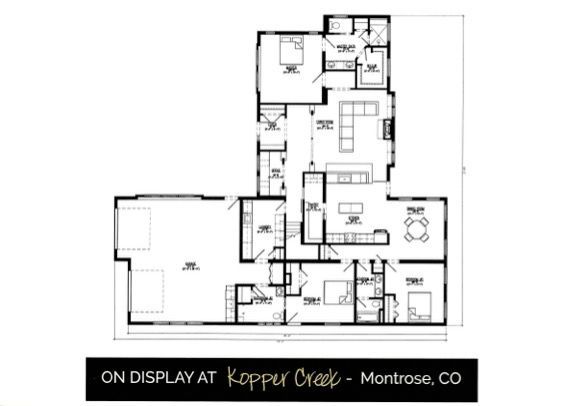 Black-and-white floor plan for a home layout, with “On Display at Copper Creek - Montrose, CO” at bottom.