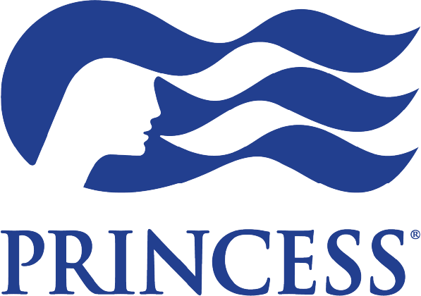 Princess Cruises logo: silhouette of a woman’s face with flowing blue lines, and the word “PRINCESS” below.