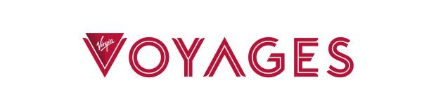 Virgin Voyages logo in a burgundy color.