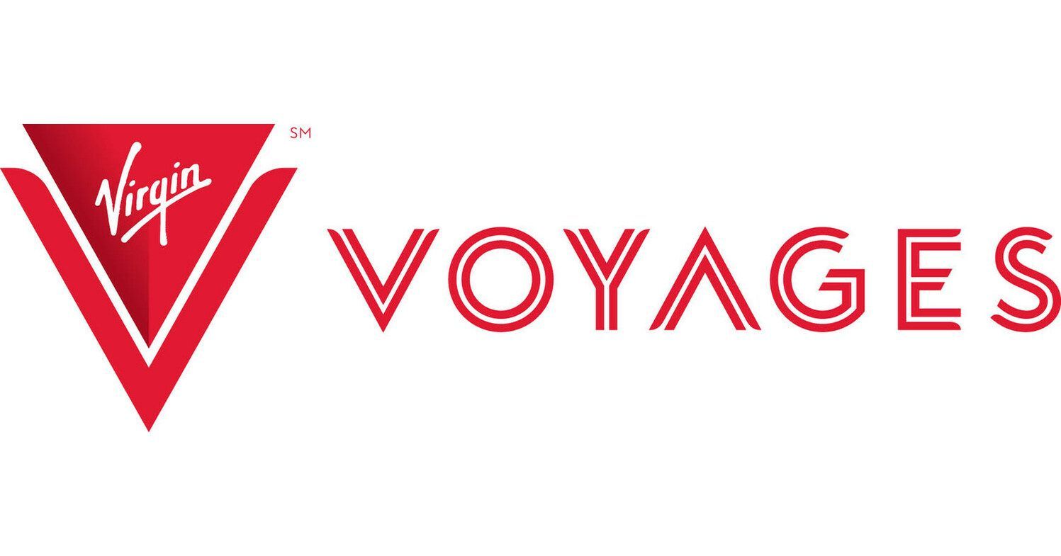 Logo for Virgin Voyages: Red inverted V with 