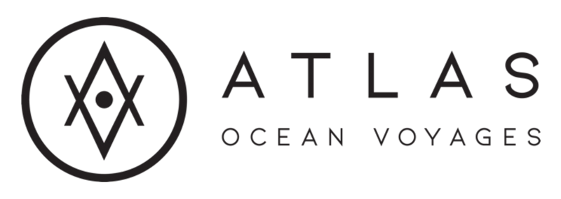 Logo of Atlas Ocean Voyages: a circle with a diamond shape and the word