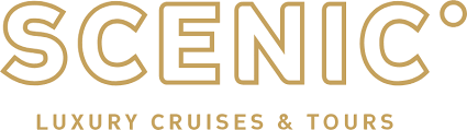 Scenic Cruises logo in gold. Text: Scenic, Luxury Cruises & Tours.
