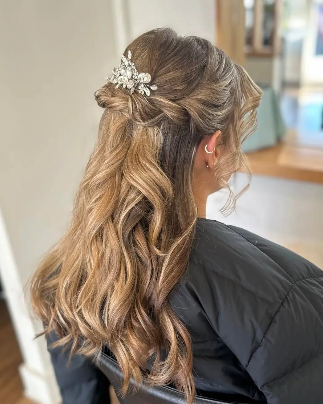 Bridal half-up hairstyle by ballarat Hairdresser.