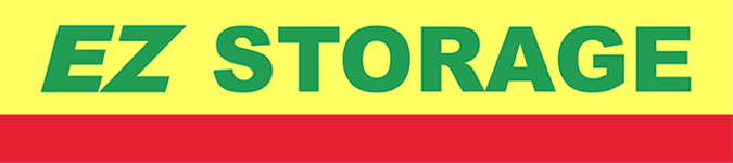 EZ STORAGE logo in green text on yellow and red background