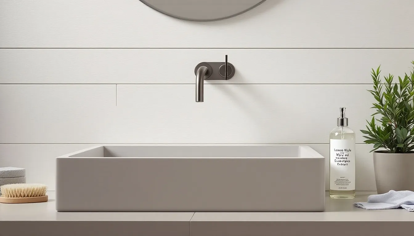 Eco-friendly cleaning solutions for ceramic tiles, highlighting natural ingredients.