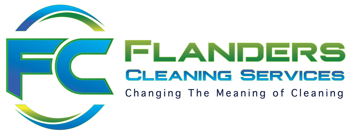 Logo for Flanders Cleaning Services: Blue and green