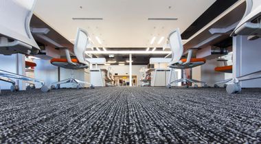 Office cleaning services image of a corporate office desks and carpet