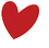 A red heart is on a white background.