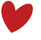 A red heart is on a white background.