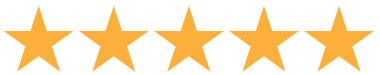 Five orange stars in a row on a white background.