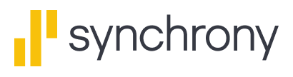 Synchrony logo with yellow bars and gray text on a white background | AACCEL Emissions & Auto Repair Specialists