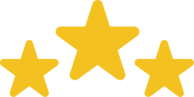 Three yellow stars, one large centered between two smaller stars on a white background | AACCEL Emissions & Auto Repair Specialists