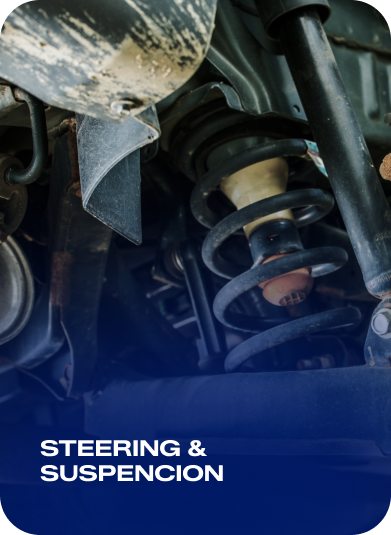 Close-up of car steering and suspension components with 