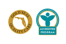 Two logos for gold seal quality care and accredited program