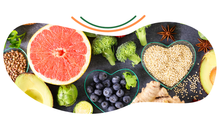 There are many different types of fruits and vegetables on the table.