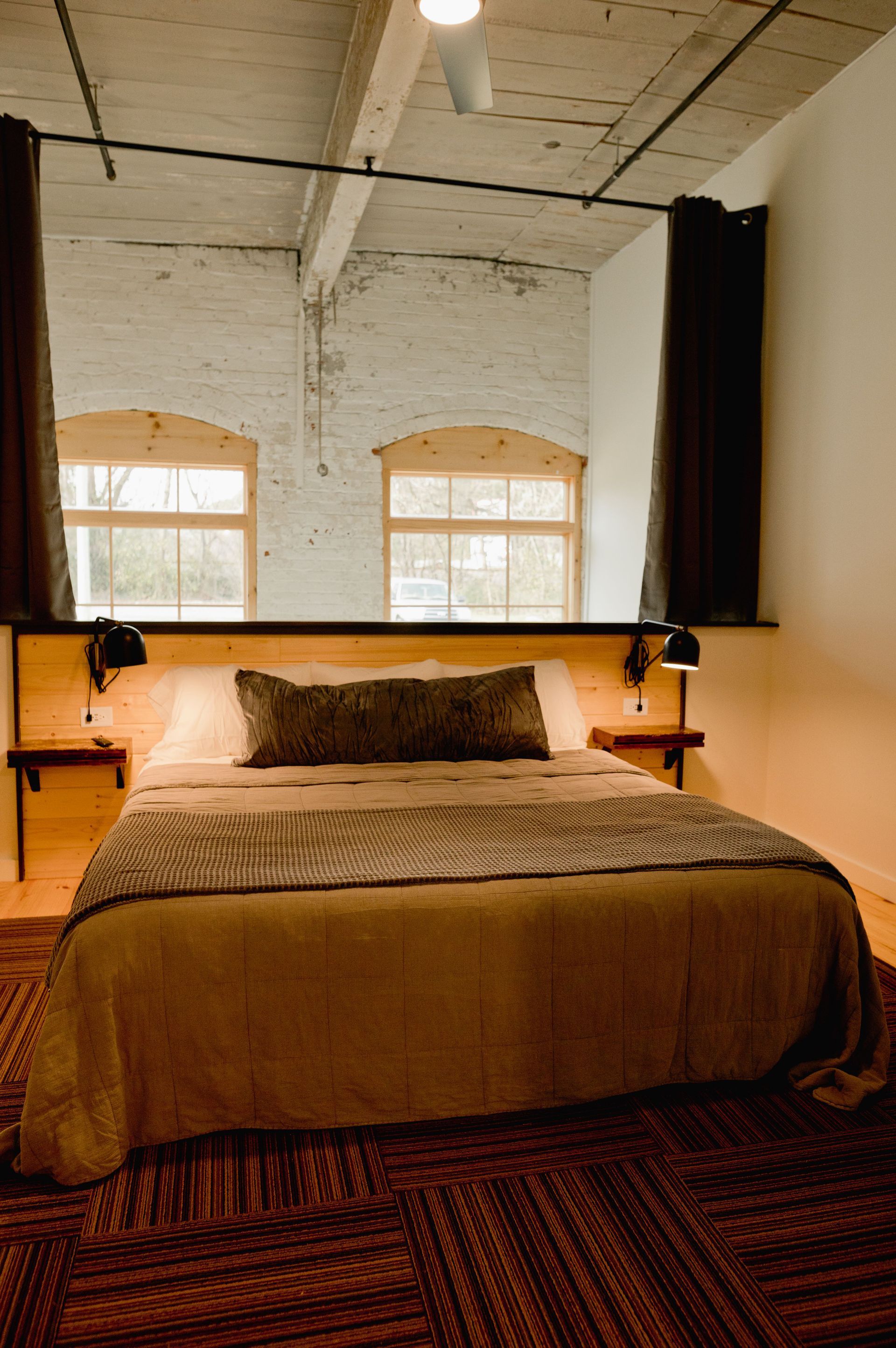 Open curtains with natural light in bedroom