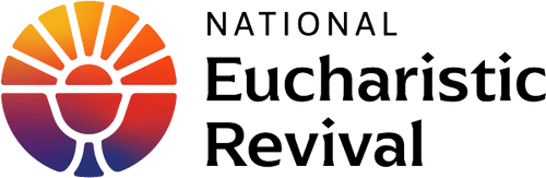 A logo for the national eucharistic revival with a sun and a chalice.