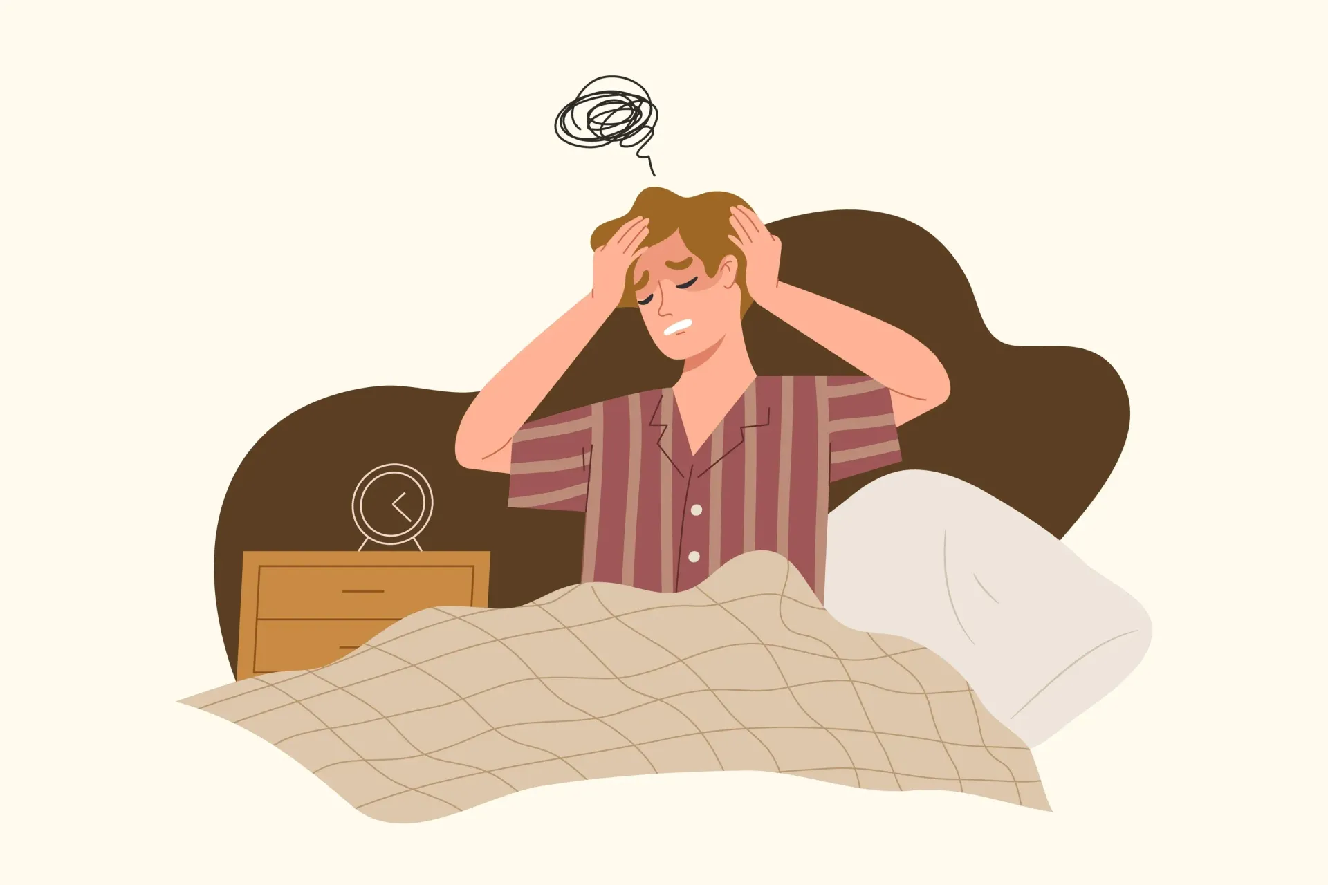 A young man struggling with a sleep condition.