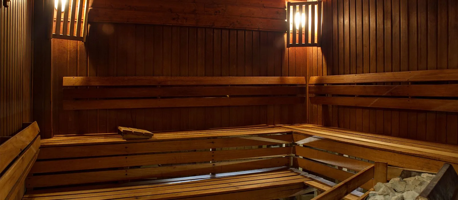 Sauna in locker rooms at Sky Experience