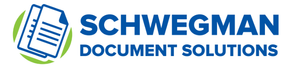 Schwegman Document Solutions logo with blue text and a blue document icon