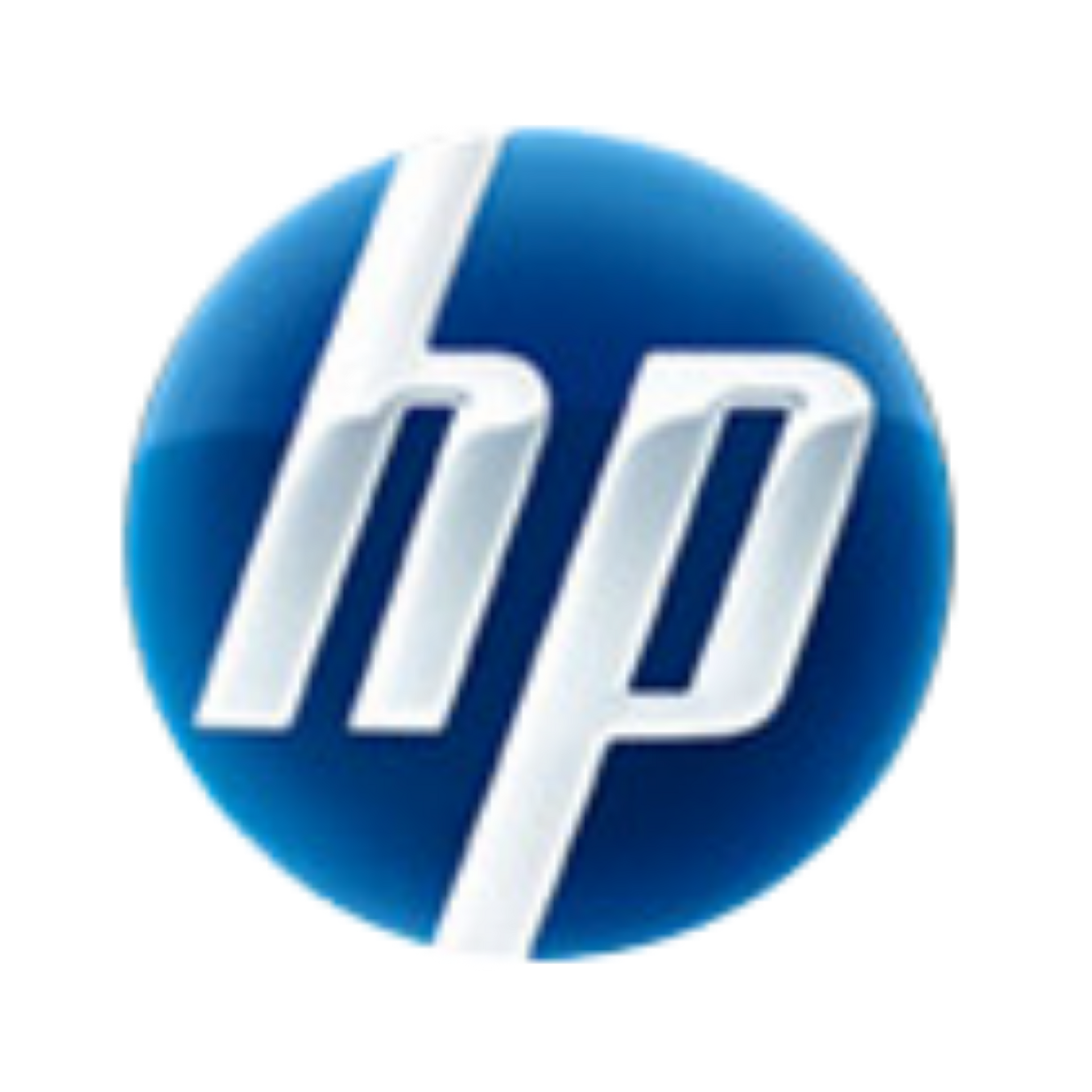 HP logo in white on a blue circular background