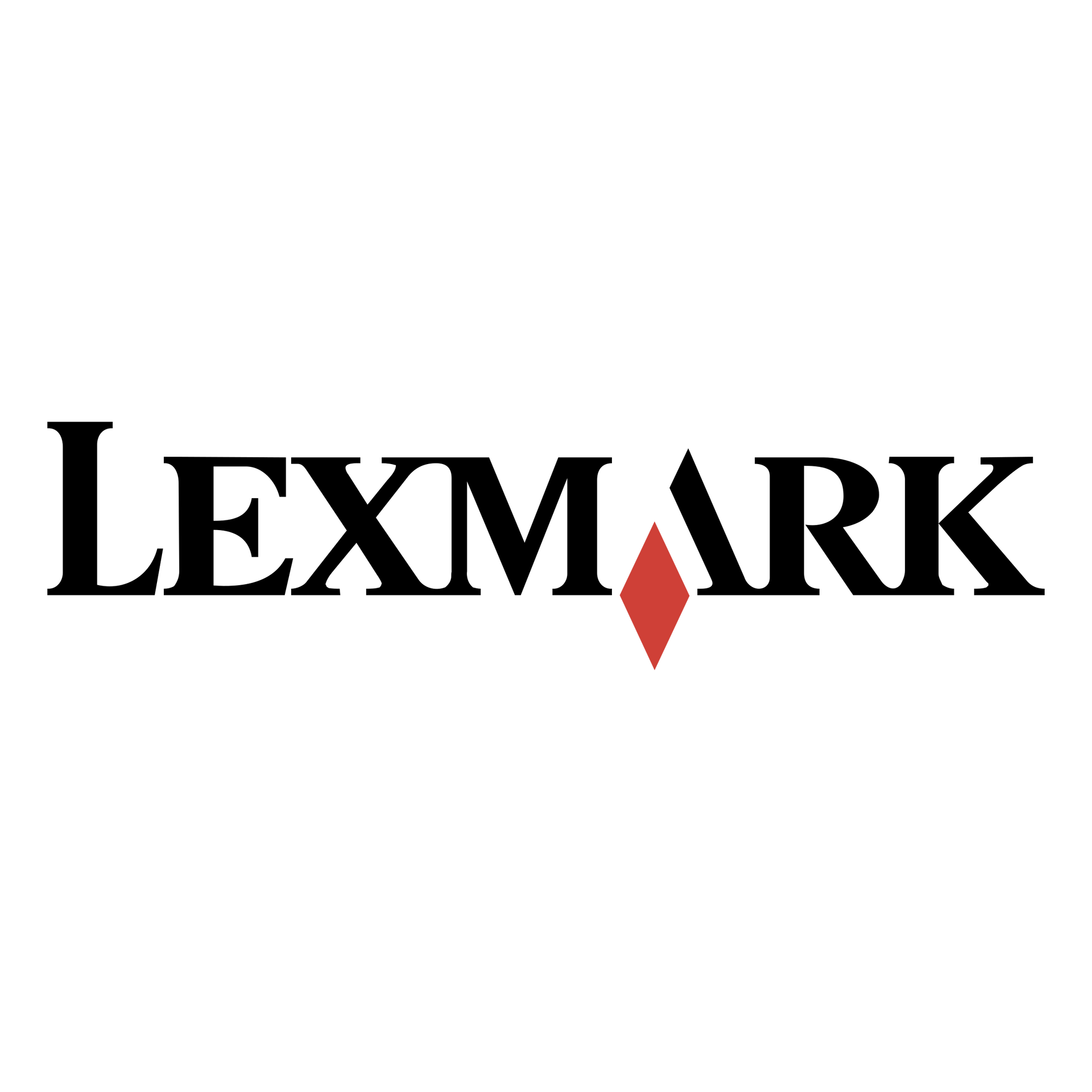 Lexmark logo in black serif text with a red diamond mark in the center