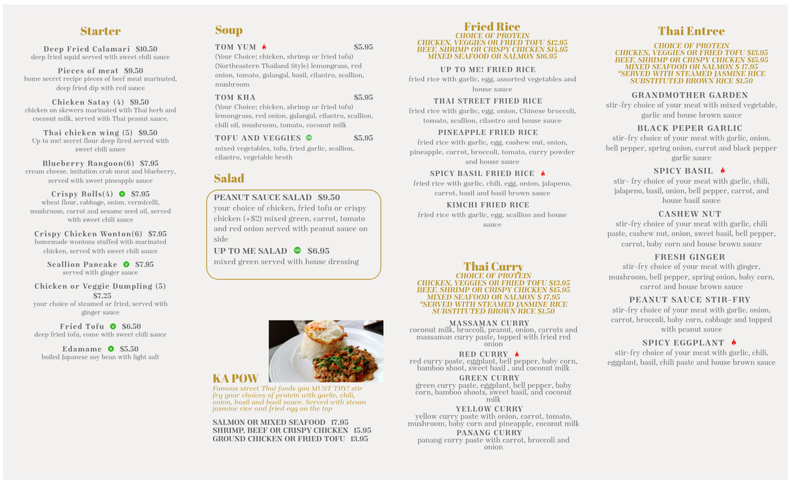 A menu for a restaurant with a picture of a plate of food