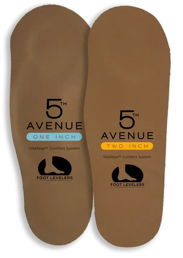 A pair of 5th avenue insoles one inch and two inch