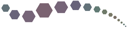 A row of hexagons are lined up in a row on a white background.