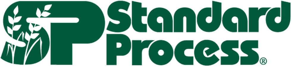 A green and white logo for standard process