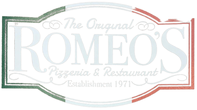The logo for romeo 's pizzeria and restaurant.