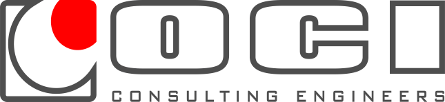 LOG Consulting Engineers logo in gray and red with a stylized circular emblem