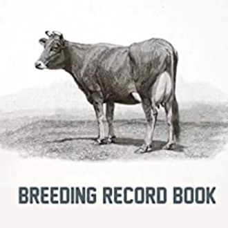 Black-and-white cow illustration above the words “Breeding Record Book”