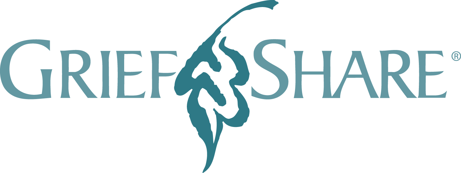 GRIEF SHARE logo with a teal swirl design between the words.