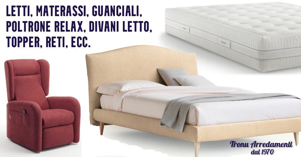 I nostri Prodotti letti, materassi, poltrone relax, reti, divani letto e guanciali da tronu arredamenti a cagliari