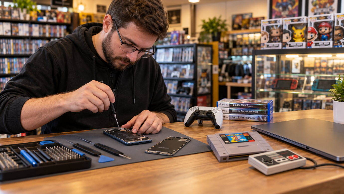 Gadget Geeks technician repairing a phone