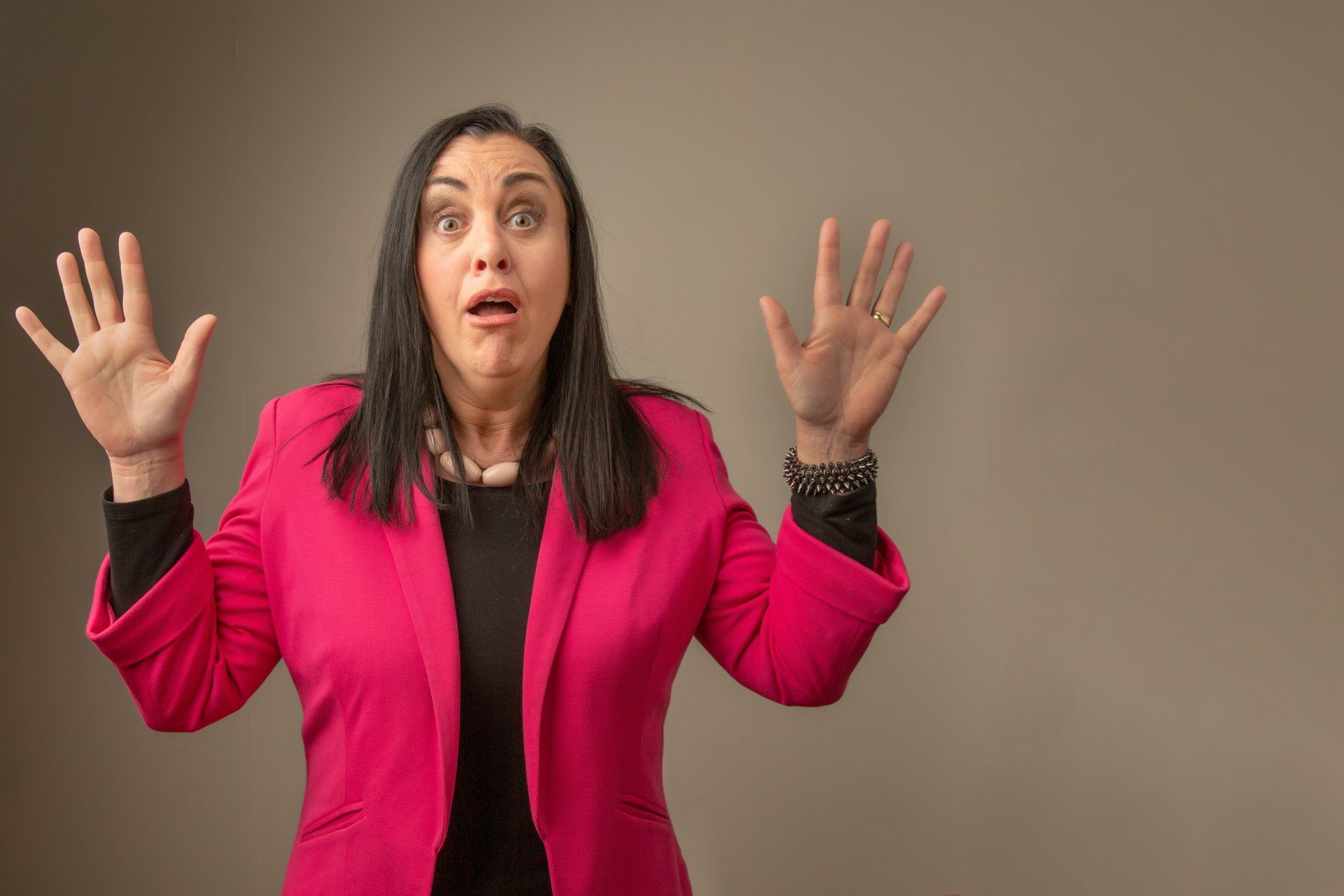 Woman looking scared