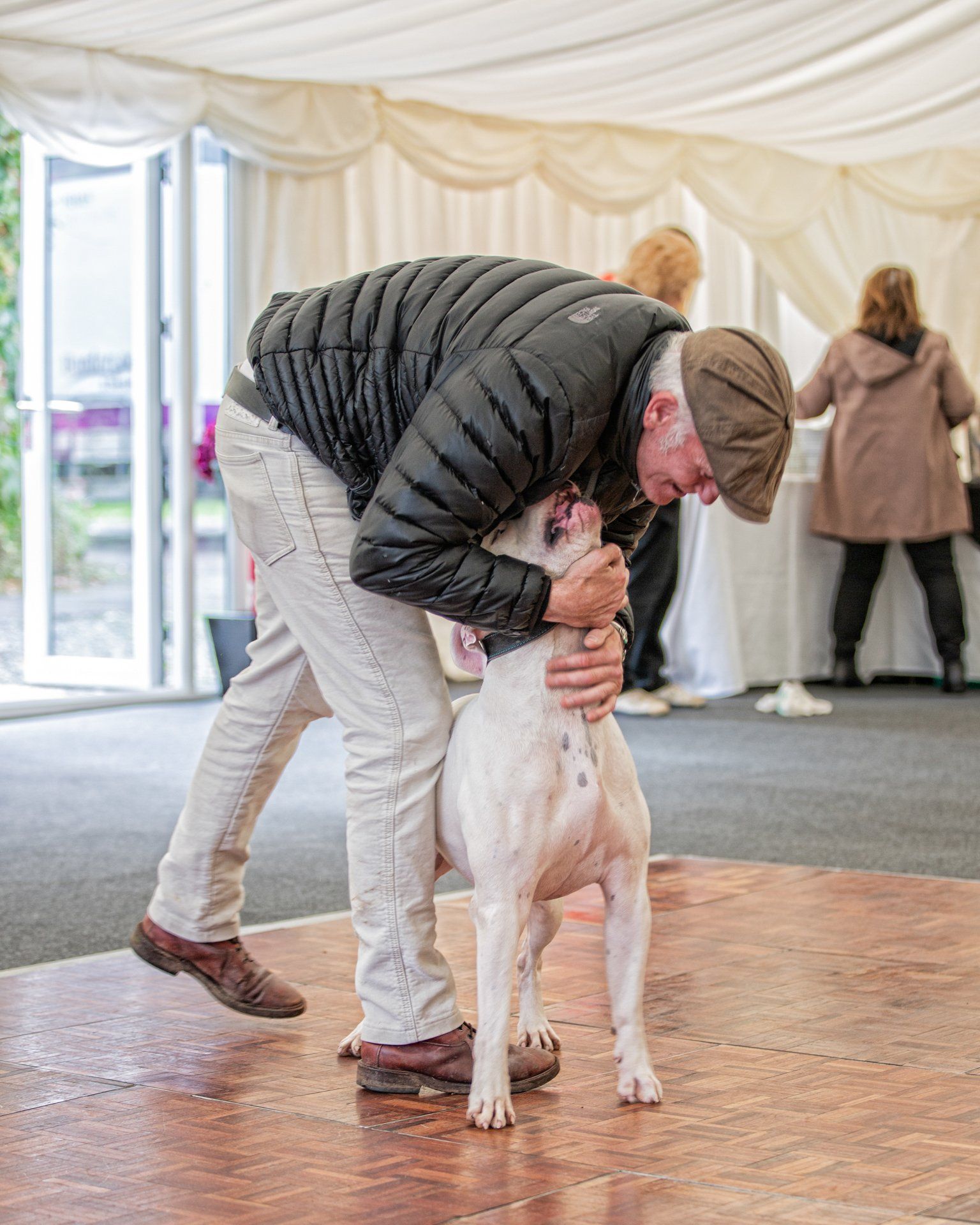 Event photography Warwick Hall near Carlisle man with dog